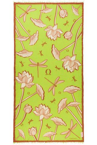 Kaschmirschal gewebt Dragonfly Lime Mokka – bedruckt, 100 % Cashmere | PURSCHOEN