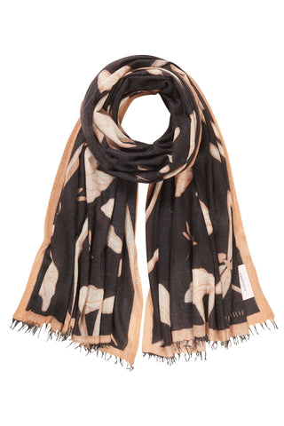 Kaschmirschal gewebt Dragonfly Black Puder – bedruckt, 100 % Cashmere | PURSCHOEN