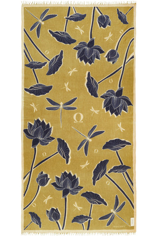 Kaschmirschal gewebt Dragonfly Olive Puder Blue – bedruckt, 100 % Cashmere | PURSCHOEN