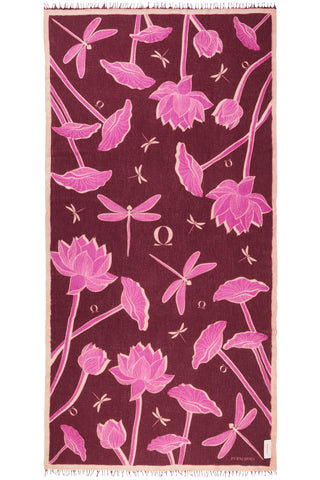 Kaschmirschal gewebt Dragonfly Brown Fuchsia – bedruckt, 100 % Cashmere | PURSCHOEN