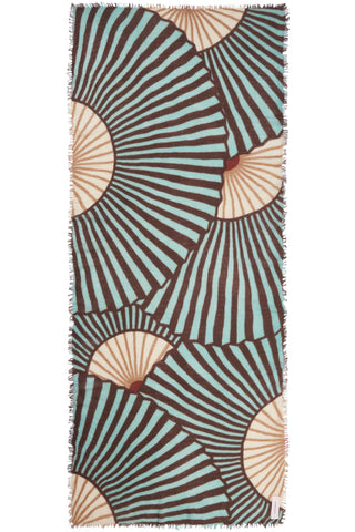 Kaschmirschal Sensu Turquoise-Brown – bedruckt, 100 % Cashmere | PURSCHOEN