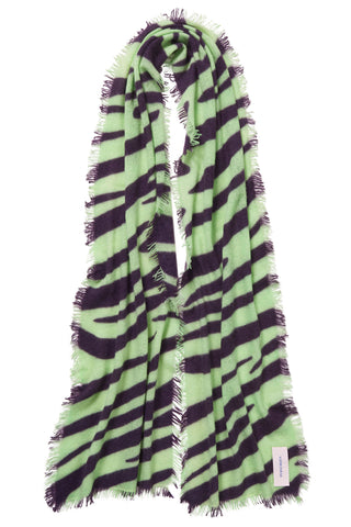 Kaschmirschal Zebra Powder Lime Plum – bedruckt, 100 % Cashmere | PURSCHOEN