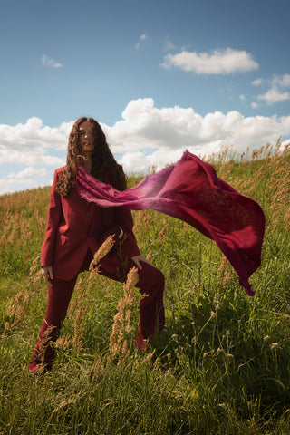 Kaschmirschal Ombre Beere-Bordo – Ombré-Farbverlauf, 100 % Cashmere | PURSCHOEN