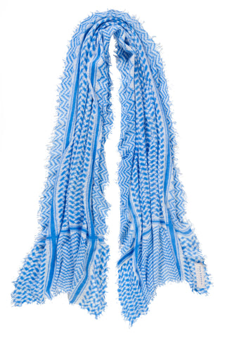 Kaschmirschal Pali Skyblue White – bedruckt, 100 % Cashmere | PURSCHOEN