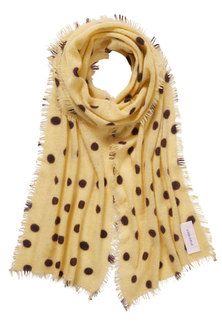 Polka Dot Kaschmirschal Stardust Yellow Cream Chocolate – gepunktet | PURSCHOEN