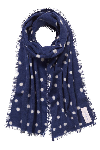Polka Dot Kaschmirschal Stardust Night Sky White – gepunktet | PURSCHOEN