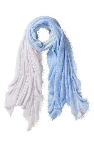 Kaschmirschal Ombre Bleu-Eisblau – Ombré-Farbverlauf, 100 % Cashmere | PURSCHOEN