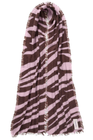Kaschmirschal Zebra Punk Brown Rose – bedruckt, 100 % Cashmere | PURSCHOEN